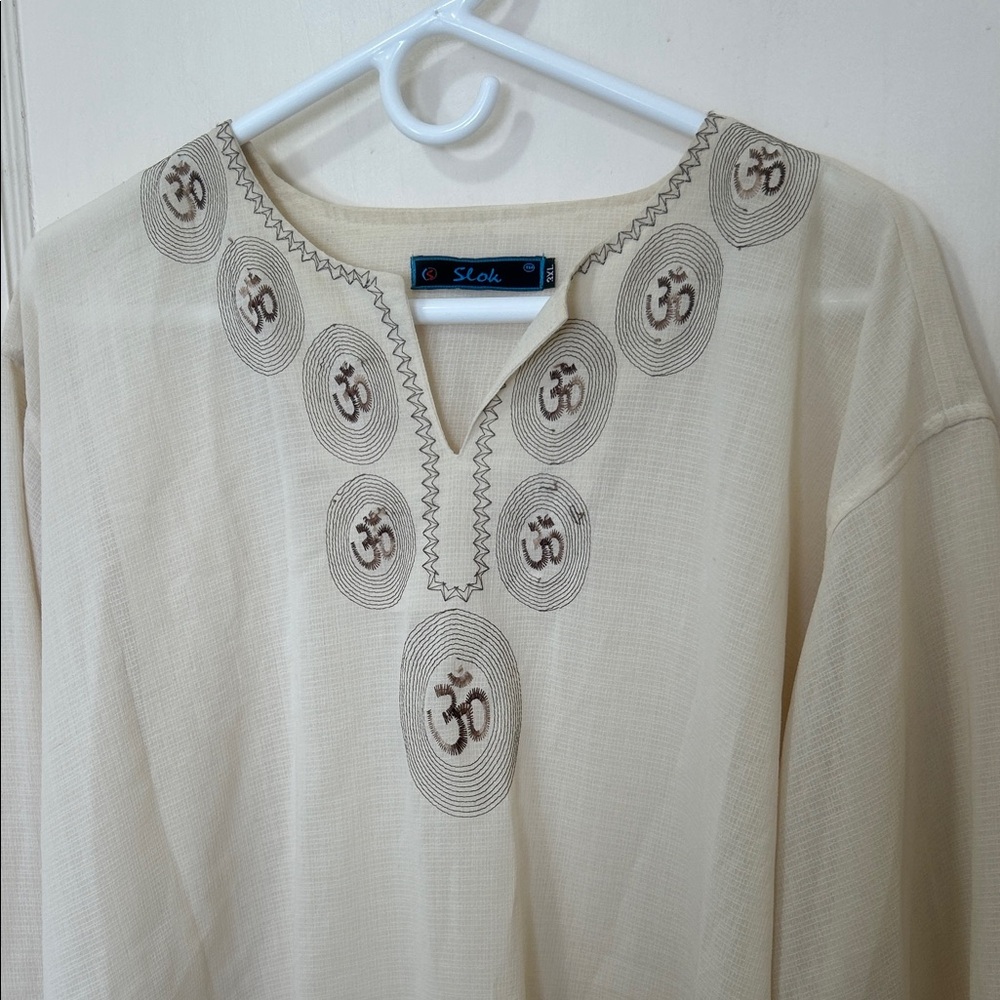 Embroidered Om symbol gauze shirt